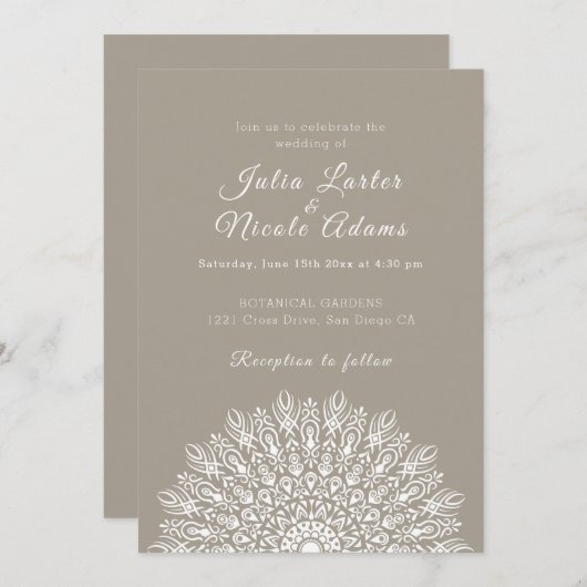 Soft Feather Dry Pampas Grass Mandala Wedding Kaart (Voorkant / Achterkant)