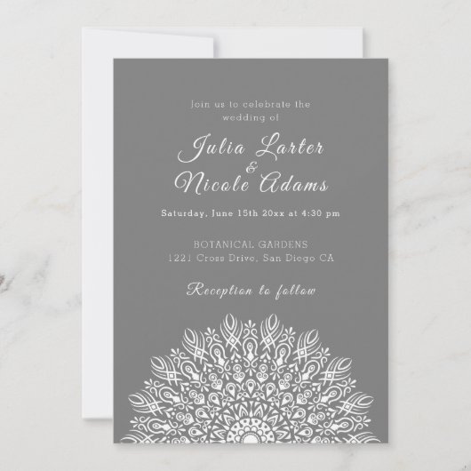 Soft Feather Dry Pampas Grass Mandala Wedding Kaart (Voorkant)
