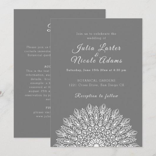 Soft Feather Dry Pampas Grass Mandala Wedding Kaart (Voorkant / Achterkant)