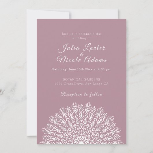 Soft Feather Dry Pampas Grass Mandala Wedding Kaart (Voorkant)