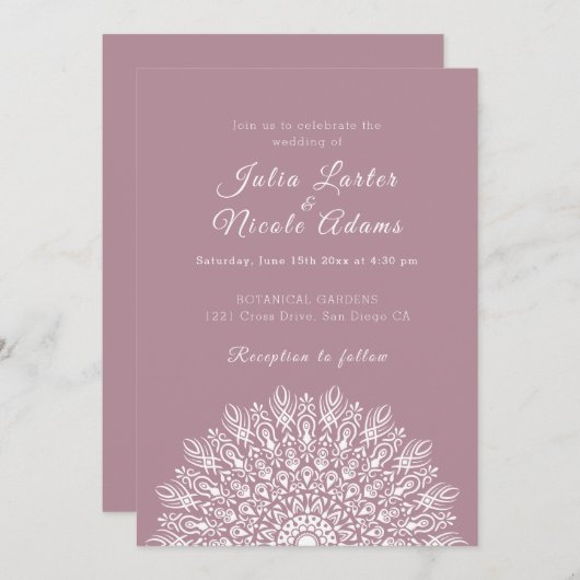 Soft Feather Dry Pampas Grass Mandala Wedding Kaart (Voorkant / Achterkant)