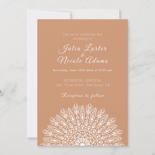 Soft Feather Dry Pampas Grass Mandala Wedding Kaart (Voorkant)