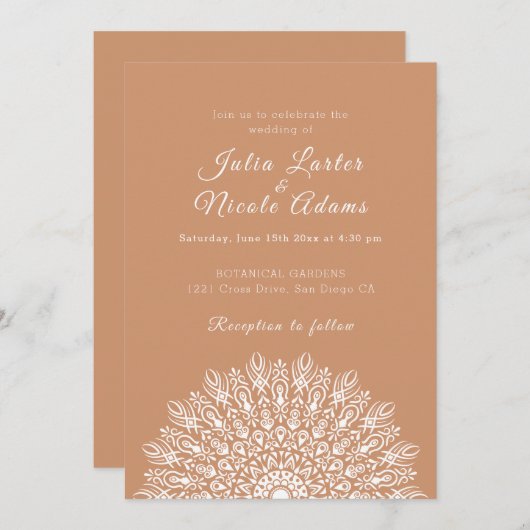 Soft Feather Dry Pampas Grass Mandala Wedding Kaart (Voorkant / Achterkant)