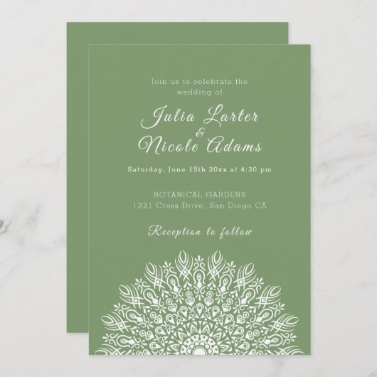 Soft Feather Dry Pampas Grass Mandala Wedding Kaart (Voorkant / Achterkant)