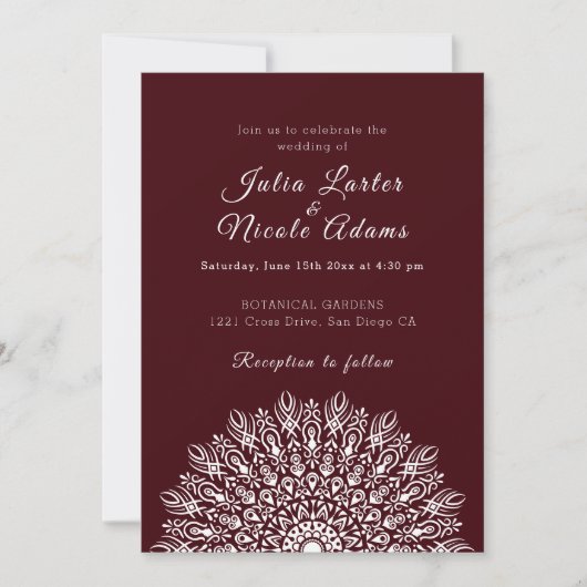 Soft Feather Dry Pampas Grass Mandala Wedding Kaart (Voorkant)
