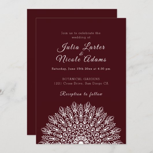 Soft Feather Dry Pampas Grass Mandala Wedding Kaart (Voorkant / Achterkant)