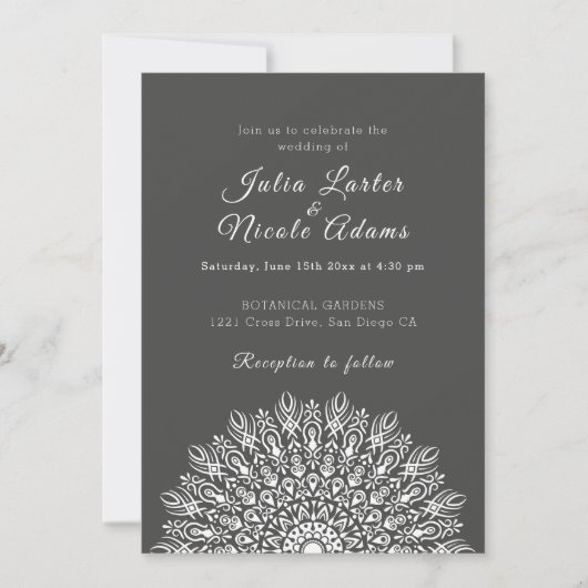 Soft Feather Dry Pampas Grass Mandala Wedding Kaart (Voorkant)
