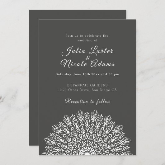 Soft Feather Dry Pampas Grass Mandala Wedding Kaart (Voorkant / Achterkant)