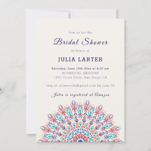 Soft Feather Pampas Grass Mandala Bridal Shower Kaart (Voorkant)