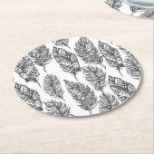 Soft Feathers Doodle Ronde Kartonnen Onderzetter (Gebogen)