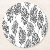 Soft Feathers Doodle Ronde Kartonnen Onderzetter (Voorkant)