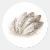 Soft Feathers in Bloom Monochrome Nature on  Ronde Sticker (Voorkant)
