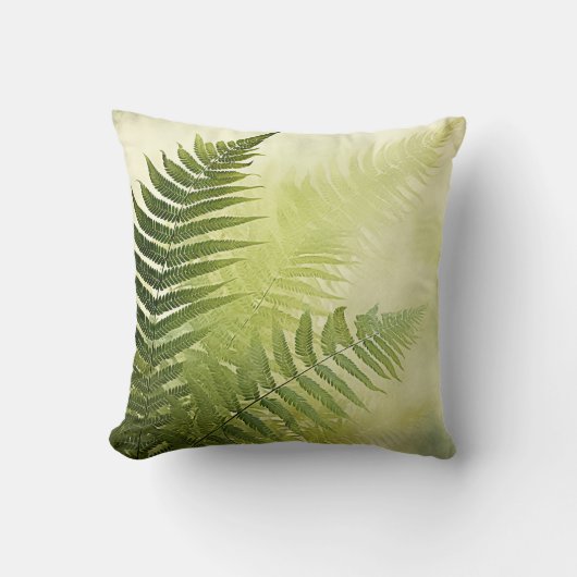 Soft Fern Leaves Cream Green Throw Kussen Kussen (Voorkant)