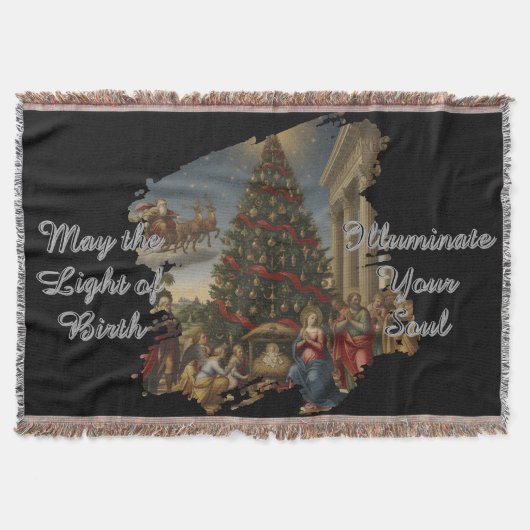 Soft Fleece Nativity Christmas Throw Blanket Deken (Voorkant)