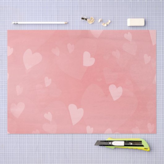 Soft Floating Pink Hearts Custom Tissuepapier (Craft)