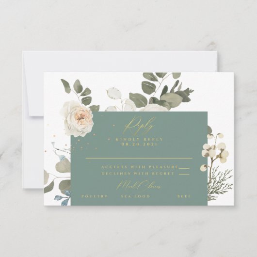 Soft Floral Botanical Greenery RSVP-reactiekaart RSVP Kaartje (Voorkant)