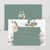 Soft Floral Botanical Greenery RSVP-reactiekaart RSVP Kaartje (Voorkant / Achterkant)