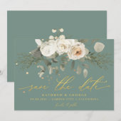 Soft Floral Botanical Greenery Sage Wedding Save The Date (Voorkant / Achterkant)