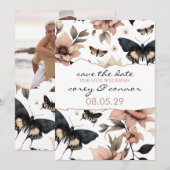 Soft Floral Butterflies Save The Date (Voorkant / Achterkant)