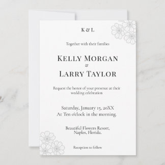 Soft Floral Elegance Minimalist Wedding Invitation Kaart