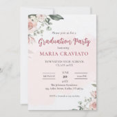Soft Floral Graduation Party Uitnodiging (Voorkant)