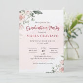Soft Floral Graduation Party Uitnodiging (Staand voorkant)