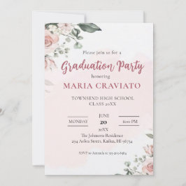 Soft Floral Graduation Party Uitnodiging