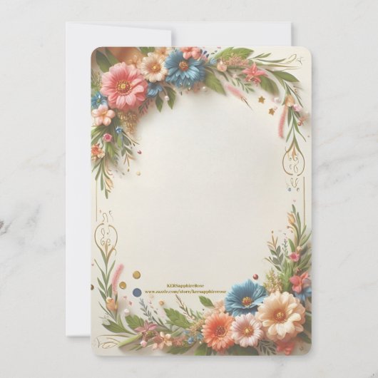 Soft Floral Lijst Graduation Party Invitation Kaart (Achterkant)