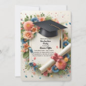 Soft Floral Lijst Graduation Party Invitation Kaart (Voorkant)