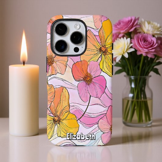 Soft Floral Line Art Case-Mate iPhone Case