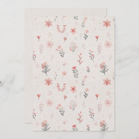 Soft Floral Pattern Flat Card (Voorkant / Achterkant)