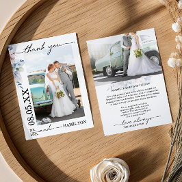 Soft Floral Photo Wedding Thank You Card Bedankkaart