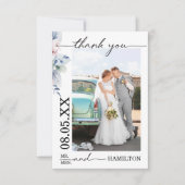Soft Floral Photo Wedding Thank You Card Bedankkaart (Voorkant)