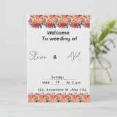 Soft Floral Pink Wedding Invitation | Romantic & E Kaart (Staand voorkant)