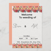 Soft Floral Pink Wedding Invitation | Romantic & E Kaart (Voorkant / Achterkant)
