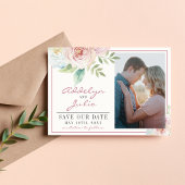 Soft Floral Romantic Greenery Mauve Pink Flowers Save The Date