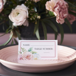 Soft Floral Romantic Greenery Mauve Wedding Place Plaatskaartje
