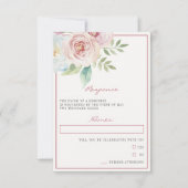 Soft Floral Romantic Greenery Pink Mauve RSVP Kaartje (Voorkant)