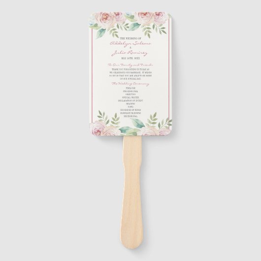 Soft Floral Spring Waterverf Wedding Ceremony Pro Handwaaier (Voorkant)