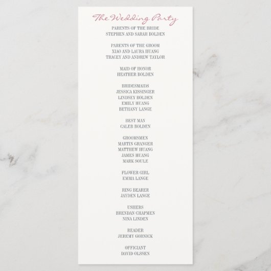 Soft Floral Spring Waterverf Wedding Ceremony Programmakaart (Achterkant)