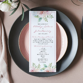 Soft Floral Spring Waterverf Wedding Ceremony Programmakaart