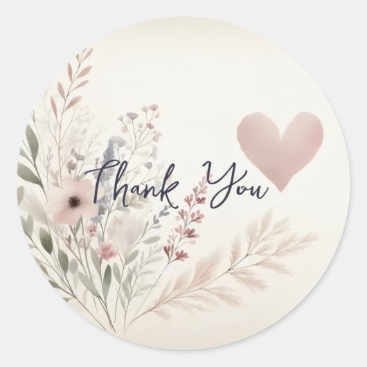Soft Floral Thank You Sticker (Voorkant)