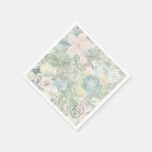 Soft Floral Watercolor Monogram Wedding Servet (Hoek)