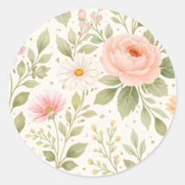 Soft Floral Watercolor Pattern   Ronde Sticker