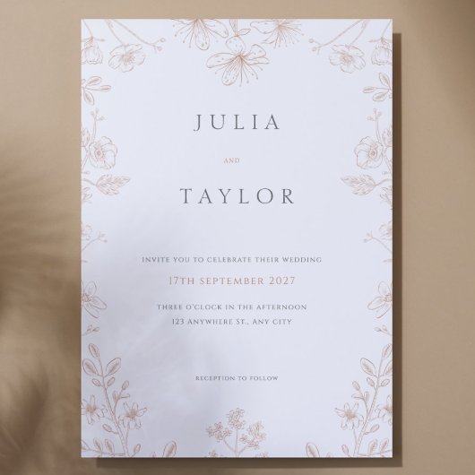 Soft Floral Wedding Invitation – Elegant Colorful  Kaart