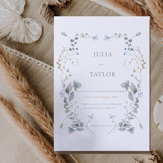 Soft Floral Wedding Invitation – Elegant Colorful  Kaart