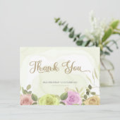 Soft Floral Wedding Invitation Thank You Card Bedankkaart (Staand voorkant)