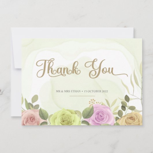 Soft Floral Wedding Invitation Thank You Card Bedankkaart (Voorkant)