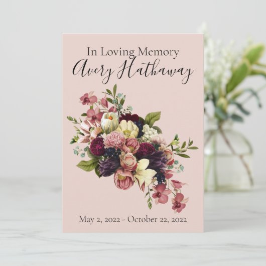 Soft Florals Custom Funeral Memorial Programme Kaart (Staand voorkant)