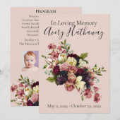 Soft Florals Custom Funeral Memorial Programme Kaart (Voorkant / Achterkant)